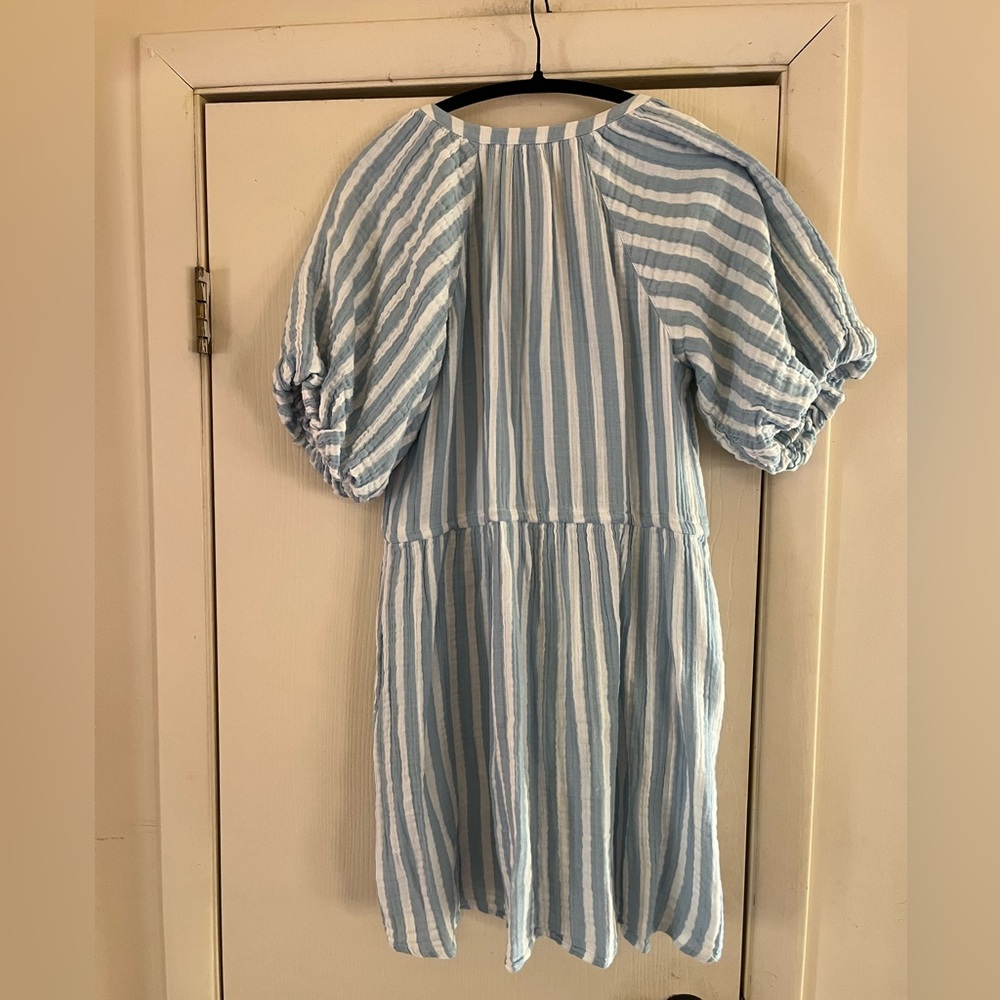 Old navy boho gauzy beach prairie cottagecore cotton balloon sleeve mini dress S - Picture 5 of 8